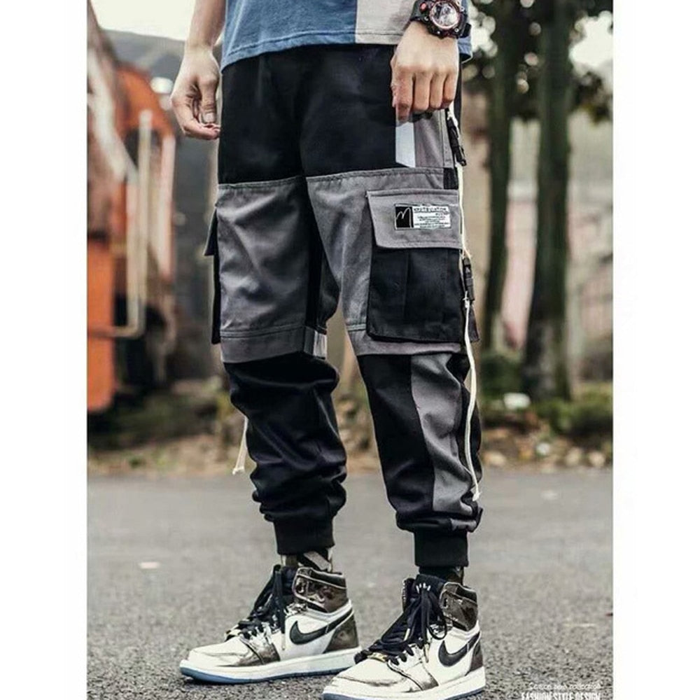 Wenkouban Mens Vintage Hip Hop Style Baggy Jeans Streetwear Pockets Men's Jogger Pants Hip Hop Sweatpants Joggers Trousers Tactical Mens Pants Cargo Harem Pants Men Clothes