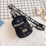 Wenkouban Cute Plush Toy Inside Chest Bag For Women Casual Canvas Bag Women Crossbody Bags Letter Print Strap Shoulder Bag Women Bolso Sac