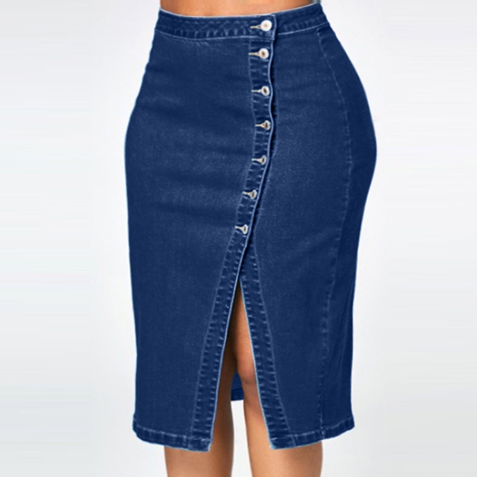 Wenkouban  Vintage Jeans Skirts Women Summer 2022 New Style Split Ripped Fashionable Sexy Button Long Retro Old Bag Hip Skirt Denim Skirt