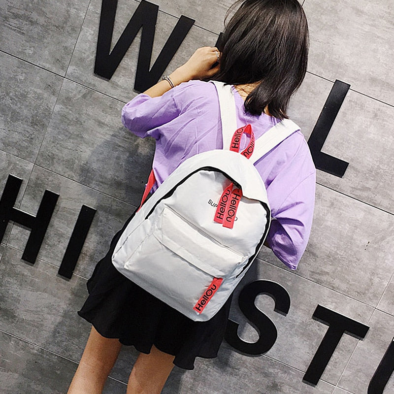 Wenkouban 2023 Buckle Badge Women's Backpack Candy Color Fashion Cute Schoolbag Shoulder Student Bag Teenage Girl College School Backpacks