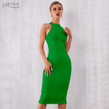 Wenkouban 2022 New Winter Long Sleeve Green Runway Bandage Dress Women Sexy Hollow Out Backless Club Celebrity Evening Party Dresses