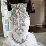 Wedding Dress 2021 Mermaid Big Train Sweetheart Crystal Beaded Sequins Luxury Sexy Bride Dress Custom Made KW41