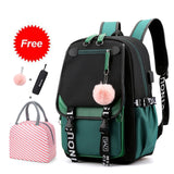 Wenkouban Teen Girl School Backpack with USB Charging Port 15.6 Inch Laptop Bag Water Resistant Nylon School Bookbag New 2023
