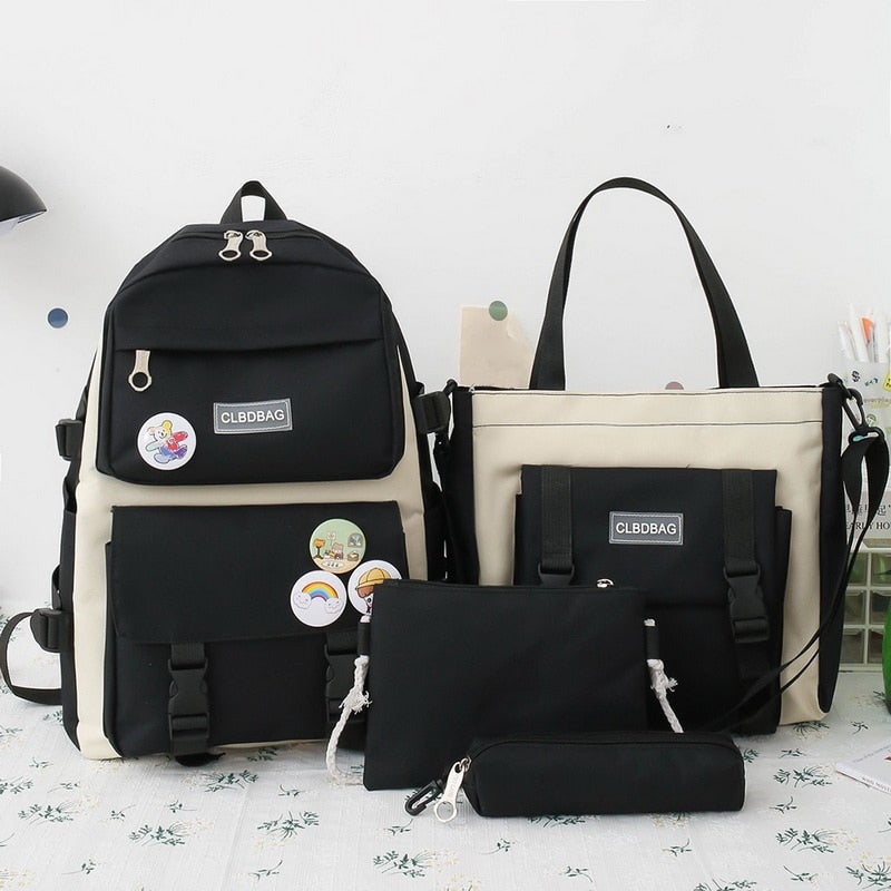 Wenkouban Waterproof Stylish Laptop Backpack Women 13 13.3 14 15 15.6 Inch  Korean Fashion Oxford Canvas USB College Back Pack Bag Female Zmh114