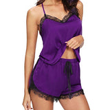 Sexy Women Lace Sleepwear S - 2XL Plus Size Lace Comfortable Lingerie Nightgown Sleeveless Nighty Sets Pajama Pants Home Wear