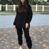 Wenkouban Back To School Women's Fleece Tracksuit Hoodies Two Piece Sets Long Sleeve Hooded Joggers Pants Suit Female Casual Sportswear Set