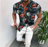 Summer New Men's Clothing European American Retro Trend Shirt Cardigan Men's fashion trend  Short Sleeve