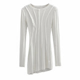 Graduation Gifts  Crew Neck Long Sleeve Skinny Irregular Dress Women Korean Hot Girl Sexy Splicing Package Hip Mini Dresses Ma5d