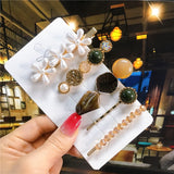 Wenkouban 5pcs/set Hairpins Women Imitated Pearls Hair Accessories Fashion Jewelry Flower Leaf Star Resin Barettes for Girls Hairgrip 2022