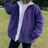 Wenkouban Women Double Sided Jacket Imitation Lambswool Winter Warm Coats Pattern Outerwear Oversized Tops Fashion Reversible Jacket 2022