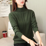 Wenkouban PEONFLY Korean Style Turtleneck Sweater Women Solid Elastic Knitted Soft Pullover Sweater Female Fashion Pullovers Jumper