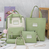 Wenkouban 5 pcs sets canvas School Bags For Teenage Girls Women New Trend Female Backpack Nylon Women Backpack Child Student Shoulder Bag