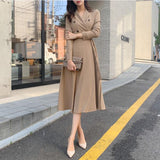 Graduation gift Elegant Pleated Women Office Dress Solid Breasted Ladies Blazer  Autumn Spring Long Sleeve Chic Female Party