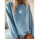 Wenkouban 2023 Autumn Daisy Printed Pullovers Sweatshirts Women O Neck Long Sleeve Streetwear Loose Oversize Sweatshirt Sweatshirt Female