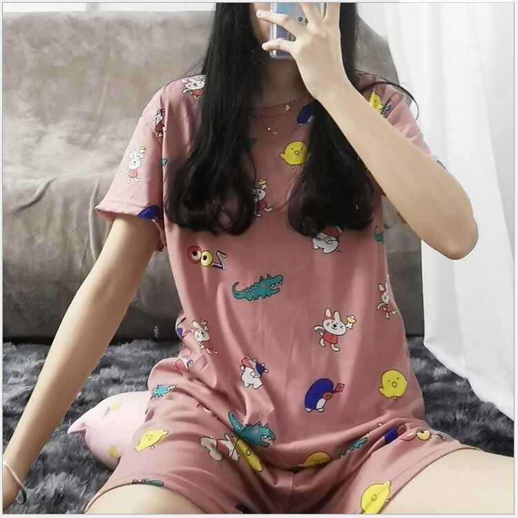 Girl Sleepwear Cartoon Summer Women Pajamas Set Pijama Short Women Pyjamas Suit Female Clothing 2021 Nightwear