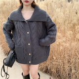 Wenkouban 2022 New Autumn Winter Female Cardigan Thicken Warm Knit Sweater Coat Single-Breasted Knitted Women Jacket
