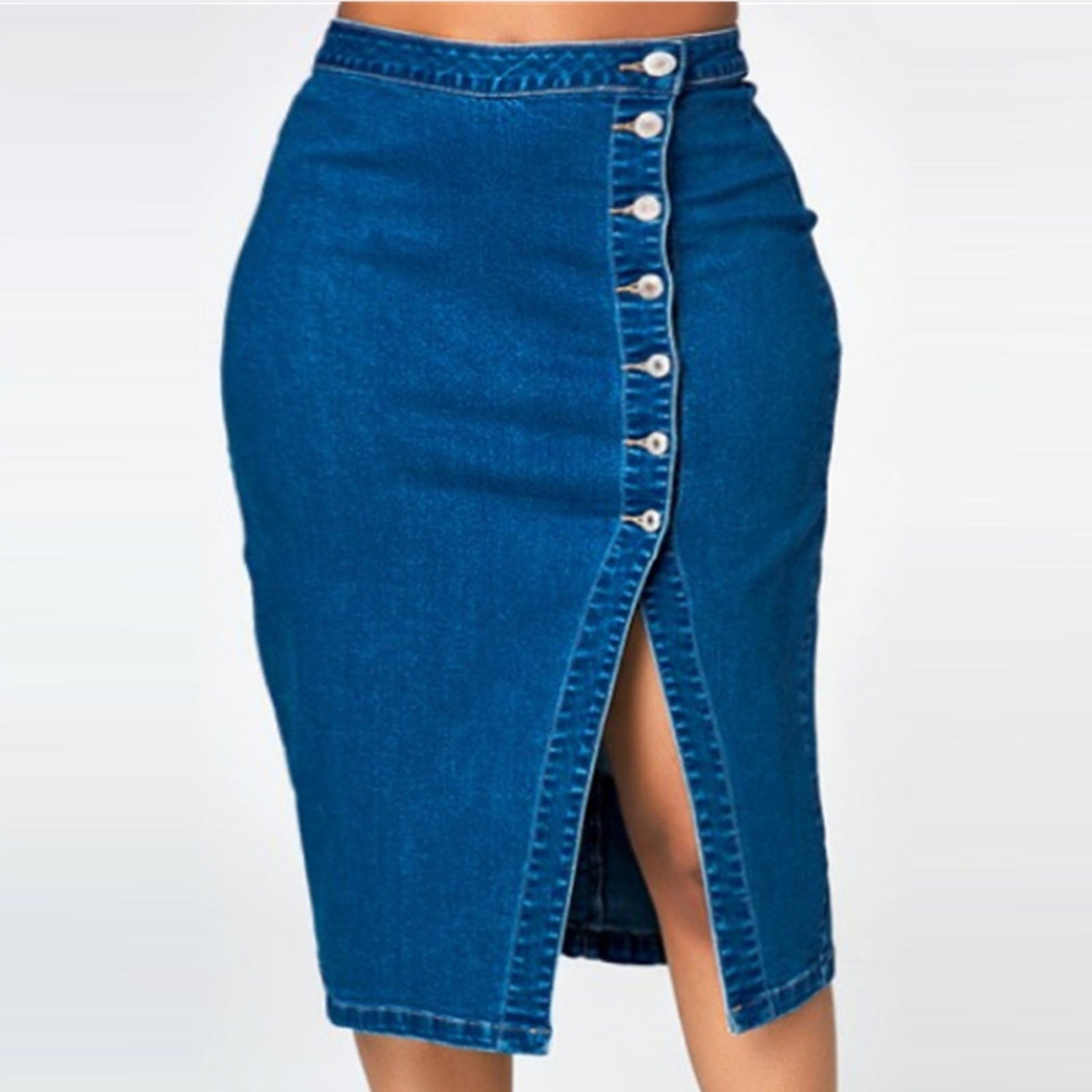 Wenkouban  Vintage Jeans Skirts Women Summer 2022 New Style Split Ripped Fashionable Sexy Button Long Retro Old Bag Hip Skirt Denim Skirt