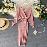 Graduation gift Sparkling Sexy Party Midi Dress Woman Spring Sweater Elegant Slim Knitted Green Vintage Vestidos Female Long Sleeve Clothes