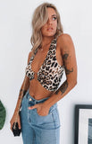 Wenkouban New Women Ladies Summer Sexy Leopard Crop Top Sleeveless Iron Hoop Connected Bra Top Party Club Pub Tank Tops