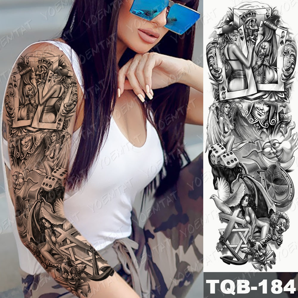 Large Arm Sleeve Tattoo Airplane soldier Pilot Waterproof Temporary Tatto Sticker Sailing Compass Body Art Full Fake Tatoo Women