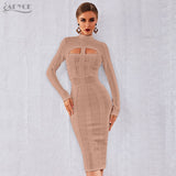 Wenkouban 2022 New Autumn Women White Bodycon Bandage Dress Long Sleeve Sexy Hollow Out Club Celebrity Evening Party Dress Vestidos