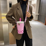 Wenkouban  Personalized Bag For Women  New Fashion Milk Tea Cup Shaped Bags Small Bucket Bag Shoulder Bag Lady Crossbody Bags Womens