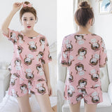 Girl Sleepwear Cartoon Summer Women Pajamas Set Pijama Short Women Pyjamas Suit Female Clothing 2021 Nightwear