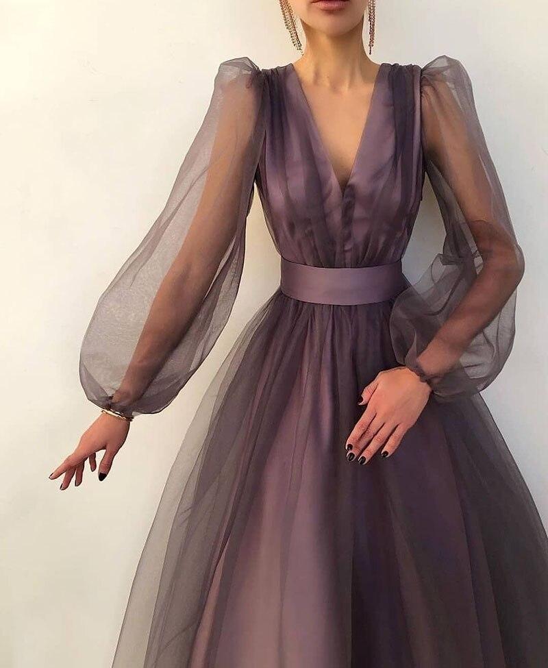 SoDigne A line Evening Dress Short 2021 Simple Evening Gown Long Sleeves Robe De Soiree Formal Party Dresses  Custom made dh1115