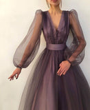 SoDigne A line Evening Dress Short 2021 Simple Evening Gown Long Sleeves Robe De Soiree Formal Party Dresses  Custom made dh1115