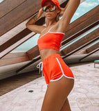 Graduation Gifts Women Summer 2Piece Set Crop Top and Shorts Bodycon Outfit Short Sport Set mh0423