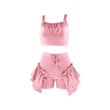 Wenkouban Sexy Ruffles Shorts And Crop Top Women Summer 2 Piece Sets Fashion Club Vacation Outfits  Items 2022