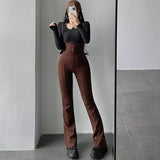 Wenkouban Sexy Fashion Bandage Halter Neck High Waist Slim Skinny Overalls Casual Flare Pants Women's Fashion Trousers Korean Women G9J9