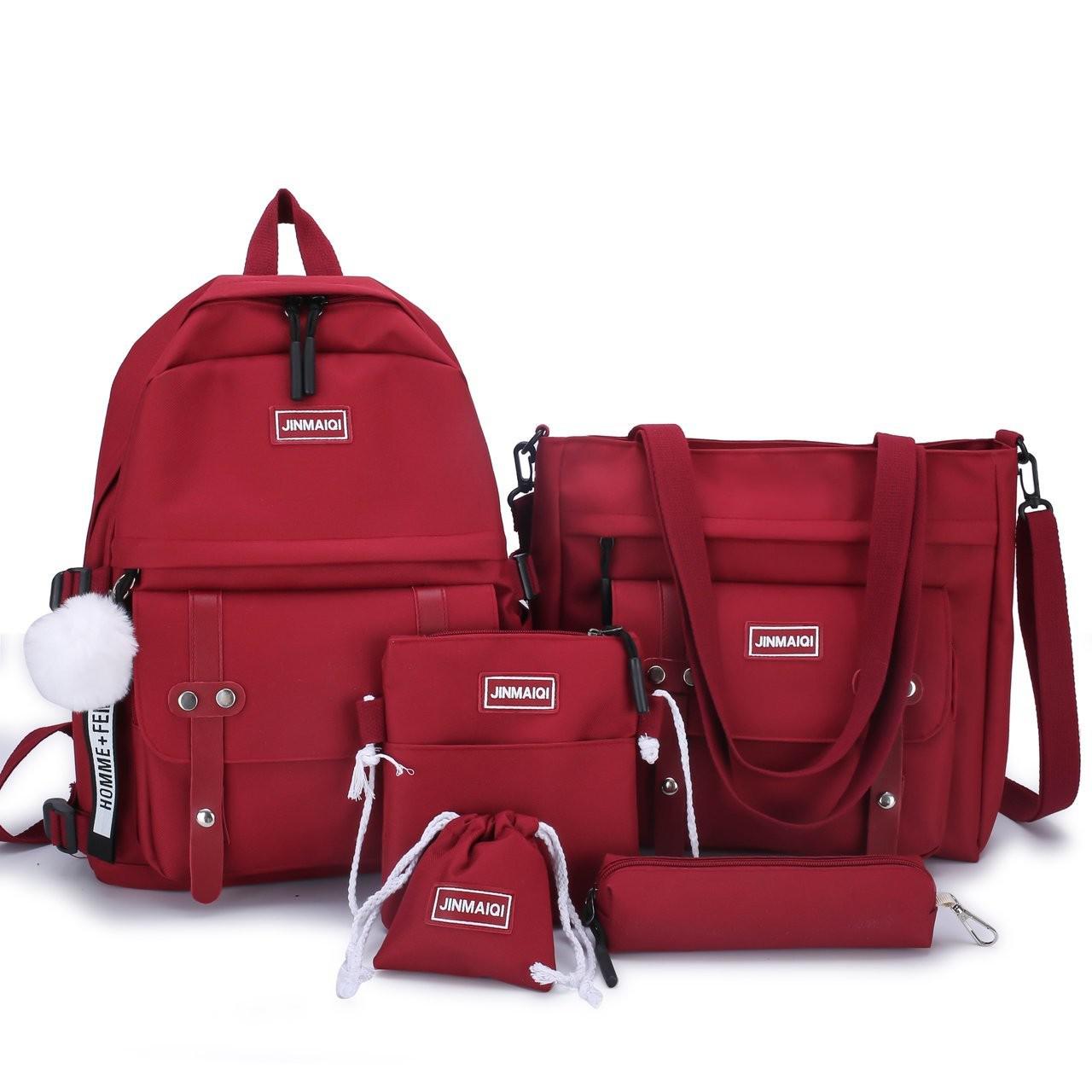 Wenkouban 5 pcs sets canvas Schoolbags For Teenage Girls Women Backpacks Laptop keychain School Bags Travel Bagpack Mochila Escolar