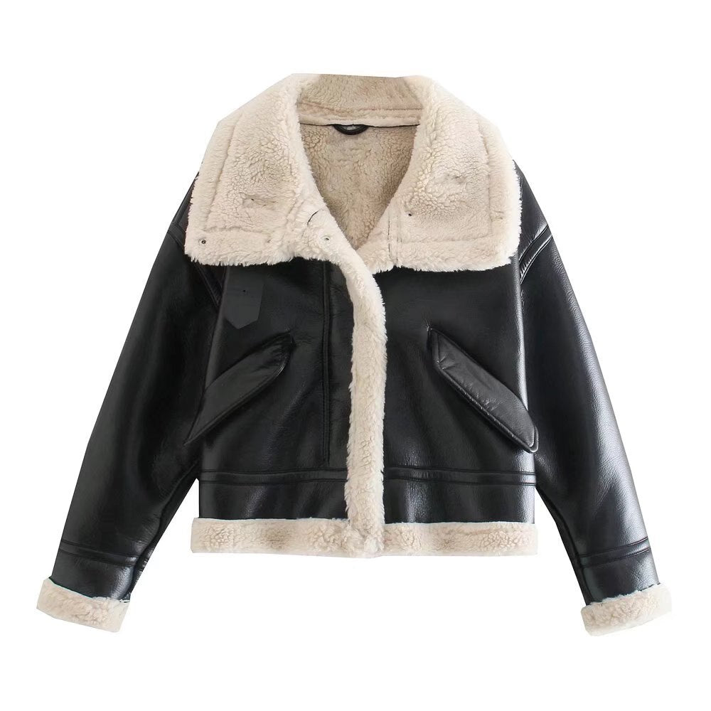 Wenkouban Women jacket 2022 Winter Fashion Fleece imitation leather Jacket Coat Long Sleeve Female Chic Tops Outerwear Beautiful street