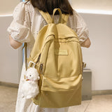 Wenkouban New Girl Laptop Waterproof Backpack Trendy Solid Color College Student Bag Female Kawaii Bag Lady Travel Backpacks Fashion Women