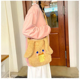 Wenkouban  Winter Soft Plush Bag Women Imitation Lamb Wool Crossbody Bags Bunny Ears Shoulder Bag Kawaii Cross Body Bags Women Bolsa Bags