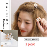 Wenkouban 2022 New Fashion Mini Pearl Hair Claws for Women Korean Small Flower Clips Set Hair Accessories Gold Crab Girls Headwear Wedding