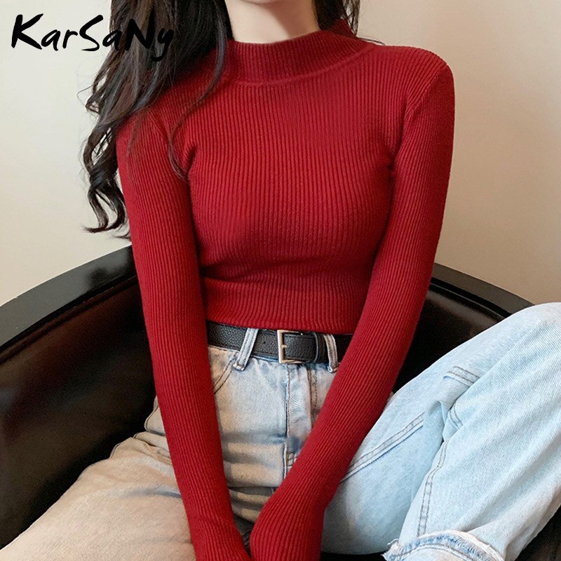 Back To School Autumn Women Sweaters And Pullovers Turtleneck Slim Women's Jumper White Knitted Tops Winter Ladies Sweater Woman 2022 Korean