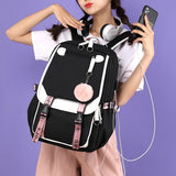 Wenkouban Women girls School Backpacks Anti Theft USB Charge Backpack Waterproof Bagpack School Bags Teenage Travel Bag