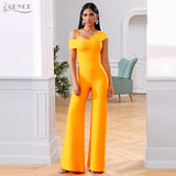 Wenkouban 2022 New Summer Orange 2 Two Pieces Sets Sexy Spaghetti Strap Short Sleeve Tops & Long Pants Women Fashion Club Party Sets