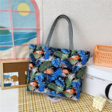 Wenkouban  Fashion Folding Women Big Size Handbag Tote Ladies Casual Flower Printing Canvas Graffiti Shoulder Bag Beach Bolsa Feminina