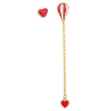 Wenkouban Hot Air Balloon Long Earrings for Women Korean Asymmetric Heart Gold Chain Statement Dangle Earring Fashion Ear Jewelry