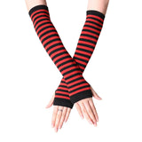 Christmas Gift Fashion Women Lady Striped Elbow Gloves Warmer Knitted Long Fingerless Gloves Elbow Mittens Christmas Accessories Gift