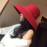 Wenkouban Red British Big Factory Produce Design Summer  Hepburn Elegant Lady Straw Leisure Cap Women Bucket Hat
