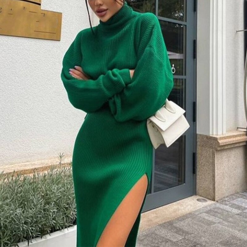 Wenkouban Knitted Sweater Skirt Two Pieces Set Women Autumn Winter 2022 Long Sleeve Pullover Sexy Side Split Midi Skirts Suit