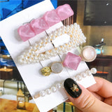 Wenkouban 4pcs/set Women Hair Accessories Jewelry Korean Simulation Pearl Barrette Love Hearts Hair Clips For Girls Pink Hairpins 2022 New