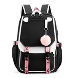 Wenkouban Women girls School Backpacks Anti Theft USB Charge Backpack Waterproof Bagpack School Bags Teenage Travel Bag