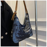 Wenkouban New Shoulder Bag For Women Newspaper Print Oxford Handbags PU Leather Straps Bucket Bag Ladies Tote Bag Hand Bags Bolsos