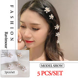 Wenkouban 2022 New Fashion Mini Pearl Hair Claws for Women Korean Small Flower Clips Set Hair Accessories Gold Crab Girls Headwear Wedding