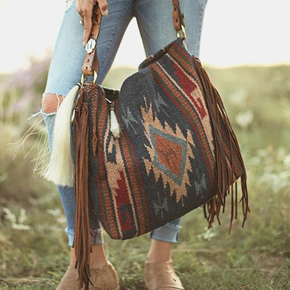 Wenkouban  Woman Bags 2023 Trend Luxury Female Handbag Hand Made Grassland Canvas Sac Linen One Shoulder Bohemian Style Crossbody Bags